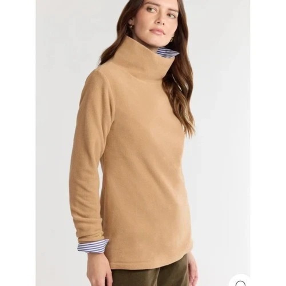 NWT Dudley Stephens Cobble Hill Turtleneck Fleece Pullover Tan Size S
